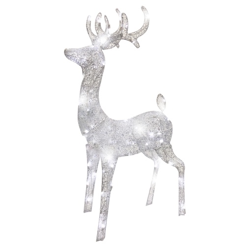 52 in 60 lt Elegant Silver Woven Glitter Morphing LED Buck Deer Wireframe |  Kindy's